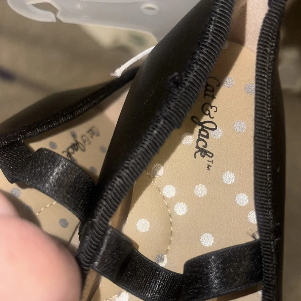 Cat & Jack Black Mary Jane Bow Baby Flats ballets size 7 new